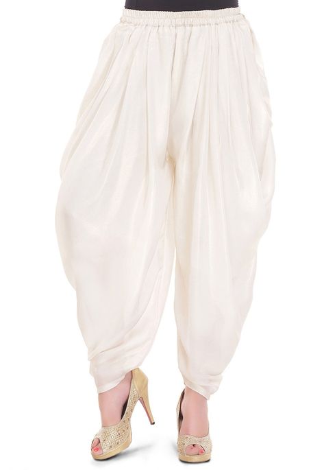 Faux Georgette Shimmer Cowl Pant enhanced with Elasticated Waist Cowl Pants, Jeans Illustration, Bottom Wear For Women, Silk Harem Pants, Dhoti Pants, Balloon Pants, Illustration Ideas, Utsav Fashion, Contemporary Fabric