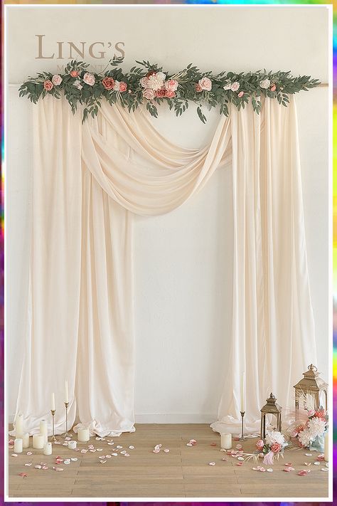 Looking to create a stunning wedding backdrop on a budget? Check out these 8 DIY wedding backdrop ideas that will add a touch of elegance to your special day. From rustic to modern designs, these affordable and easy-to-make backdrops will make your wedding ceremony or reception truly memorable. Get inspired and start crafting your dream backdrop today! Mantle Decorating Ideas Wedding, Alter Wedding Decor, Photobooth Ideas For Wedding, Simple Floral Backdrop, Simple Wedding Backdrop, Diy Pelamin, Dekor Lamaran, Back Drops, Majlis Perkahwinan