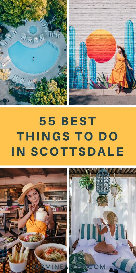 MUST READ for anyone heading to Scottsdale! Here are the 50+ best things to do in Scottsdale, Arizona! If you're heading to Phoenix, Scottsdale, Mesa, or any of the surrounding towns, you'll love this list! From best restaurants and nature spots in Scottsdale to museums and activities, you'll find the best of the best here! If you're planning a Scottsdale itinerary, a Phoenix trip, or any kind of Arizona travel, etc. this list is for you! Arizona Activities, Things To Do In Scottsdale, Arizona Travel Guide, Vacation 2024, Scottsdale Bachelorette, Arizona Living, Visit Arizona, Arizona Adventure, Arizona Trip