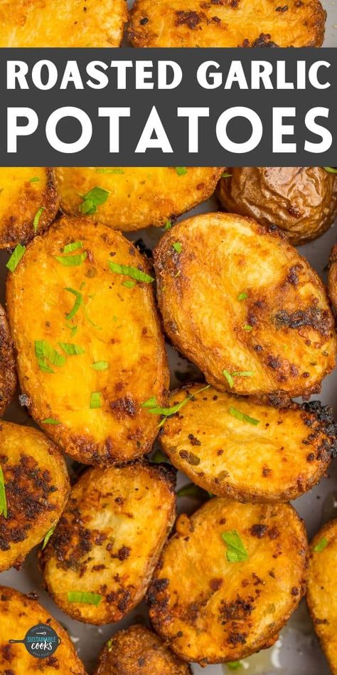 Crispy and perfect, these roasted Roasted Garlic Potatoes are a delicious side dish. You’ll love that these garlic parmesan potatoes are packed with so much flavor! Garlic Potatoes In Air Fryer, Roasted Garlic Potatoes, Garlic Parmesan Roasted Potatoes, Crispy Baked Potatoes, Garlic Parmesan Potatoes, Parmesan Roasted Potatoes, Garlic Roasted Potatoes, Parmesan Potatoes, Garlic Potatoes