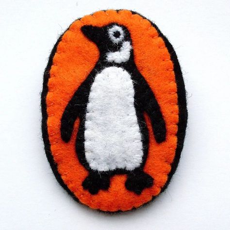 A little felt badge of the Penguin Books logo - stitched as a gift for an academic friend several years ago. I still remember just how fiddly that tiny little eye was to sew! #penguinbooks #feltcrafts #feltbrooch #stitchersgonnastitch #bookloversofinstagram Felt Patches Diy, Books Logo, Felt Patches, Felt Penguin, Badges Diy, Felt Patch, I Still Remember, Gem Art, Book Logo