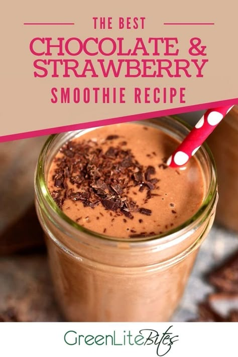 Chocolate Smoothie Recipes Healthy Protein Shakes, Healthy Chocolate Strawberry Smoothie, Chocolate Strawberry Protein Smoothie, Chocolate Fruit Smoothie, Chocolate Covered Strawberry Smoothie, Orgain Protein Powder Recipes Smoothie Chocolate, Chocolate Strawberry Protein Shake, Smoothies With Chocolate Protein Powder, Chocolate Yogurt Smoothie