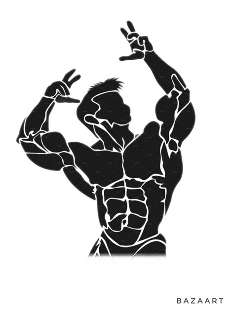 Gym Band Tattoo, Bodybuilder Tattoo Men, Gym Tattoos For Men, Gym Tattoo Design, Bulk Body Men, Dumbell Aesthetic, Gym Tattoo Ideas For Men, Bodybuilder Sketch, Bodybuilding Drawing