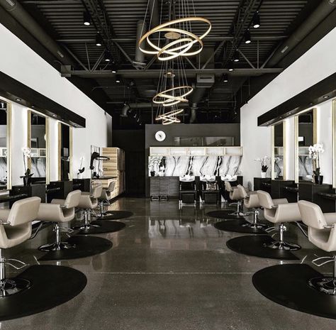 French Hair Couture in Carmel, IN is the perfect combination of effortless and elegant! ⚜️🖤  #myminerva #modernsalon #salontoday #hairdresser #hairstylist #hairbrained #behindthechair #minervabeauty #beminervabeautiful #interiordesign #saloninterior #salondecor #salonlife #salongoals #hairsalondecor #salonequipment #saloninspo #saloninspiration #salonstyle #frenchhairsalon, #newsalon #salonindiana #carmelsalon #carmelsalons #indianapolishairsalon #boothrental #boothrentalavailable Luxury Hair Salon, Salon Designs, Manicure Tables, Nail Salon Equipment, Austin Interior Design, Minerva Beauty, Barber Shop Interior, Salon Lighting, Hair Couture