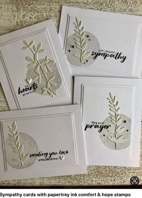 Dry Embossed Cards, Just A Note Card Ideas, White On White Cards, Handmade Sympathy Card, Stampin Up Sympathy Cards, Sympathy Cards Handmade, Cards Simple, Condolence Card, Leaf Cards