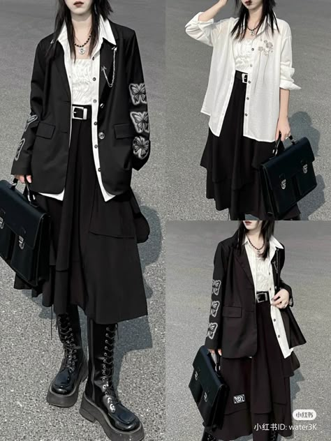 Vkei Outfits Casual, Korean Punk Fashion, Alt Fashion, Mein Style, Gothic Outfits, Alternative Outfits, Looks Style, Look Fashion, Outfit Inspirationen