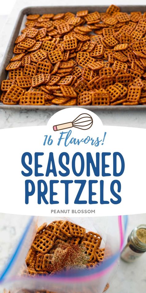 Easy Seasoned Pretzels: 16 Fun Flavors! Seasoned Pretzel Sticks, Oven Baked Pretzels, Carolina Spiced Pretzels 12 Tomatoes, Snack Pretzels Recipe, Baked Seasoned Pretzels, Diy Seasoned Pretzels, Dips For Crackers And Pretzels, Pretzel Holiday Snacks, Fritos Snack Mix Recipe