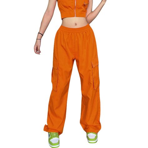 PRICES MAY VARY. Material: This women baggy straight leg long pants is made of high quality polyester blend. Comfortable, lightweight, breathable, soft, durable. Women casual low waist cargo pants, which can keep you free and relaxed all the time. Design: Women y2k loose cargo pants, solid color long pants, women baggy cargo pants, elastic waist long pants, solid color, straight leg, elastic waist, loose fit. Solid color and loose design make your overall shape more fashionable and versatile. Oc Cargo Pants 2000s, Sweatpants Oversized, Goth Pants, Casual Cargo Pants, Baggy Cargo Pants, Women Cargo Pants, Vintage Trousers, Pants Elastic Waist, Loose Trousers