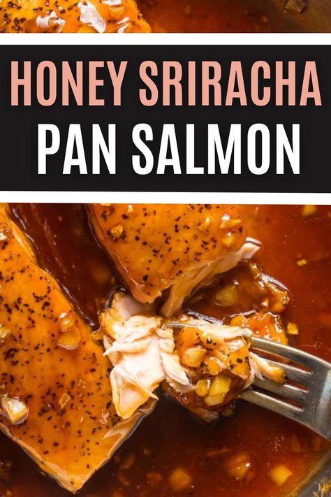 Get ready to tantalize your taste buds with this mouth-watering Honey Sriracha Salmon recipe! Pan Fried Salmon never tasted so good, with a perfect balance of sweet and spicy flavors that'll have your family begging for more. Fish Recipes For Lunch, Siracha Salmon, Sriracha Salmon Recipes, Honey Sriracha Salmon, Quick Salmon Recipes, Salmon Recipe Pan, Sriracha Salmon, Grilled Salmon Recipes, Pan Fried Salmon