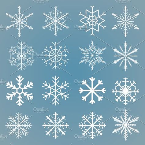 Vector snowflakes set by piter.goskov on @Graphicsauthor Snow White Makeup, Snow Flake Tattoo, Snowflakes Drawing, Aesthetic Snow, Snow White Birthday Party, Snow White Birthday, Illustration Noel, White Makeup, Snow Flakes