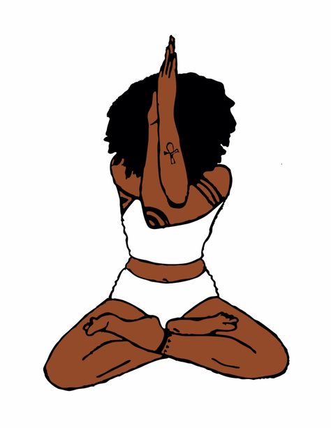 Black women natural hair yoga art Black Woman Yoga Art, Fitness Goal Ideas Black Women, Woman Meditating Drawing, Spiritual Black Women, Yoga Black Women, Meditation Black Woman, Black Woman Meditating, Hair Yoga, Art Black Love