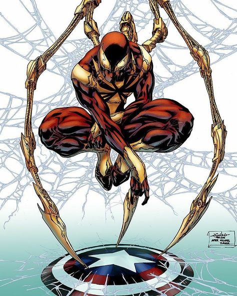 STAY VENOMOUS 🕷 Cris b. on Instagram: “This pose tho  #ironspider #Spiderman #ironman #marvel #captainamerica” Comic Superheroes, Marvel Pins, Flash Vs, All Spiderman, Web Slinger, Mundo Marvel, Scarlet Spider, Michael Turner, Iron Spider