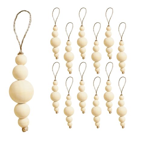 PRICES MAY VARY. PACKAGE INCLUDES: Set of 12 wood bead ornaments. Each wooden bead ornament is approx. 5” long including a 2” loop. QUALITY MATERIAL: Natural, high-quality, unfinished wood beads with no stain or shine. These durable and lightweight decorative wood beads add a natural feel to your decor. THE STYLING POSSIBILITIES ARE ENDLESS: These beautiful neutral wood bead ornaments can be decorated on its own on the Christmas tree or added to a decorative garland on the fireplace mantel. Our Boho Christmas Tree Ornaments, Boho Christmas Tree, Boho Christmas Decor, Bohemian Holiday, Wooden Christmas Tree Decorations, Farmhouse Christmas Ornaments, Bohemian Christmas, Neutral Christmas Decor, Christmas Apartment