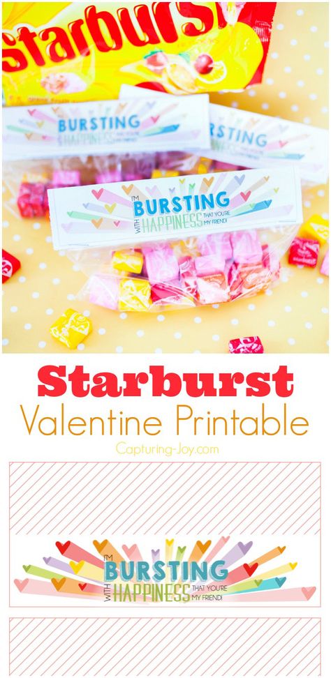 Starburst Valentine's Day gift idea Starburst Valentine, Free Printable Valentines Cards, Class Valentines, Happy Hearts Day, Printable Valentines Cards, Printable Valentines, Valentine's Day Printables, Valentines Printables Free, Creative Valentines