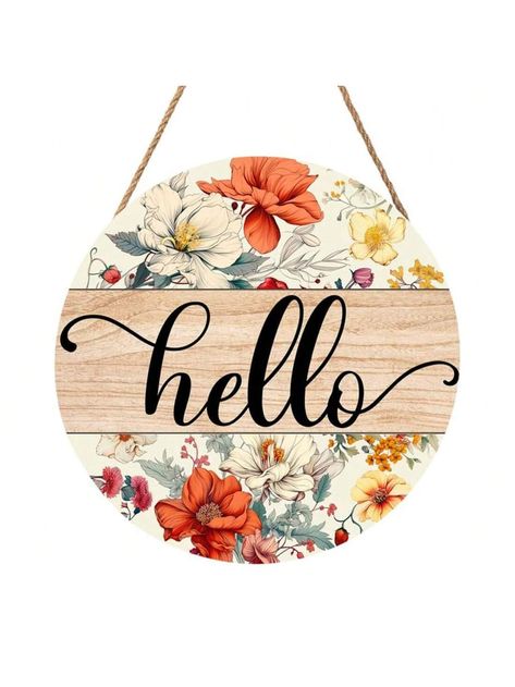 Hello Front Door Sign Round Spring Door Decor Rose Flower Wood Plaque Hello Spring Door Sign For Yard Garden Entryway Spring Summer Decoration Welcome Spring Sign Multicolor    Wood     Home Decor, size features are:Bust: ,Length: ,Sleeve Length: Round Welcome Signs, Garden Entryway, Spring Door Decor, Front Door Sign, Front Door Signs, Spring Summer Decor, Wood Home, Spring Door, Vase Arrangements