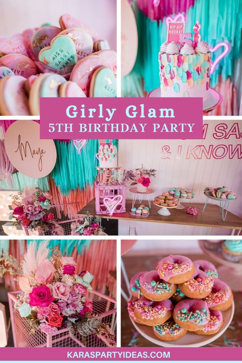 Kara's Party Ideas "I'm Sassy and I know It" Girly Glam 5th Birthday Party | Kara's Party Ideas Sweet Six Party Ideas, Sassy Seven Birthday Party, 5yr Birthday Party Ideas, 5 Yrs Old Birthday Party Ideas, Seven And Sassy Birthday Party, Five Year Old Girl Birthday Party, Fabulous Five Birthday Party, 6 And Sassy Birthday Theme, Girl Sixth Birthday Party Ideas