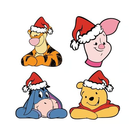 Winnie and Friends svg, Winnie the Pooh christmas svg, disne - Inspire Uplift Winnie The Pooh Christmas Ornaments, Christmas Disney Svg, Whiney The Pooh, Disney Christmas Characters, Christmas Disney Characters, Winter Winnie The Pooh, Pooh Bear Christmas, Bouquet Toppers, Xmas Characters