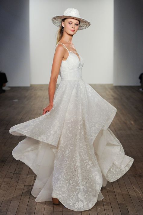 Our Favorite 2020 Wedding Dress Trends from NY Bridal Fashion Week | Green Wedding Shoes Hayley Paige Dress, Hayley Paige Bridal, Hayley Paige Wedding, Hayley Paige Wedding Dress, Tiered Tulle Skirt, Blush Gown, 2020 Wedding Dresses, Hayley Paige, White Wedding Dress