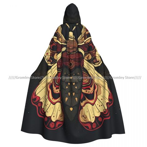 Moth Wings Witch Cloak Hooded Cosplay Costume Halloween Adult Long Party Cape Moth Cosplay, Witch Cloak, Cloak With Hood, Moth Wings, Witch Costume, Costume Cosplay, Costume Halloween, Cloak, Cosplay Costume