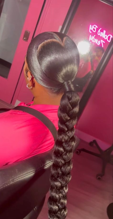 Dope Hairstyles Black Women, Cute Ponytail Hairstyles For Black Women, Braid Ponytail For Black Women, Ponytails For Black Women, Aesthetic Braids, Sleek Braided Ponytail, Cute Ponytail, Braids Long, Pretty Braids