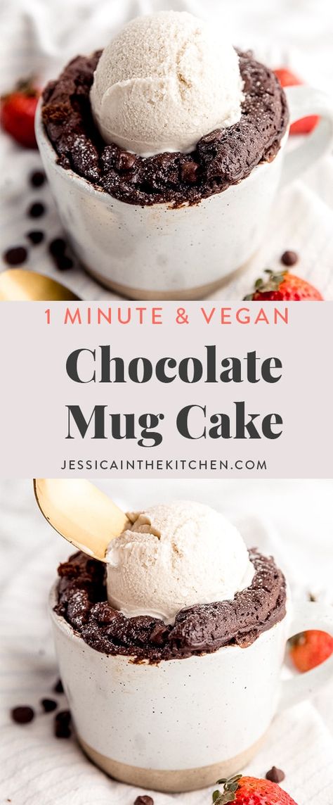 Vegan Chocolate Mug Cake, Mug Cake Vegan, Vegan Mug Cake, Vegan Mug Cakes, Chocolate Chip Mug Cake, Mug Cake Healthy, Microwave Cake, Chocolate Mug Cake, Mug Cake Microwave