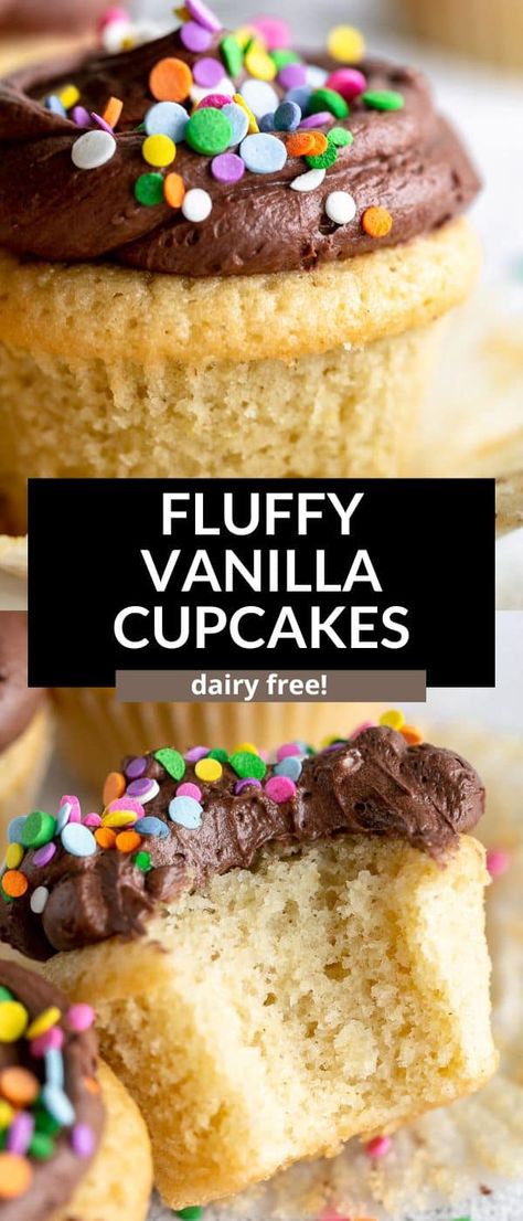 Small Batch Dairy Free Cupcakes, Dairy Free Cupcakes Vanilla, Best Dairy Free Cupcakes, Dairy Free Chocolate Cupcake Recipe, Lactose Free Cupcakes, Dairy Free Vanilla Cupcakes, Non Dairy Cupcakes, Dairy Free Deserts Easy Recipes, Lactose Free Cupcakes Recipes