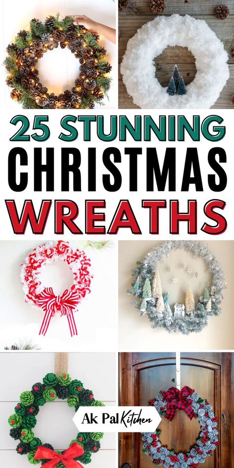 Christmas wreaths bring festive charm to your home. Explore holiday wreaths that add a touch of elegance to your front door, from rustic Christmas decor to traditional Christmas wreath ideas. Try DIY Christmas wreath crafts and create beautiful Christmas front door decor with Christmas greenery, garlands, and swag ideas. Whether you prefer vintage Christmas decor, farmhouse Christmas decor, or classic Christmas decor, these winter wreath ideas will make your home sparkle. Christmas Reefs For Doors Ideas, Trendy Christmas Wreaths, Christmas Crown Door Diy, White Grapevine Wreath Ideas, Simple Diy Christmas Wreaths, Farmhouse Christmas Wreath Ideas, Memorial Wreath Ideas, Diy Holiday Wreaths For Front Door, Christmas Reef Ideas Diy