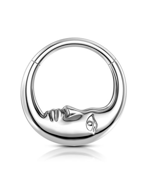 PRICES MAY VARY. [Design] This Septum Ring Adopted the Unique Moon Face Element, Dainty and Cool, Suitable for your Daily Makeup and Outfit with no Difficulty. [Gauge Size] 16G = 1.2MM; Hoop Diameter: 8MM; Easy to wear on and take off. [Material] This Septum Ring is made of the G23 Solid Titanium Material, Hypoallergenic, Friendly for your Sensitive Skin. [Value Pack] Every Package included 1 Piece Titanium Septum Ring , a great choice as a gift for your friend, your family or yourself. [Cocharm Cute Nose Studs Unique, Moon Nose Piercing, Stretched Septum Jewelry, Daith Piercing Jewelry Silver, Cool Septum Jewelry, Silver Septum Piercing, Cute Nose Studs, Cute Septum Rings, Septum Piercing Jewelry