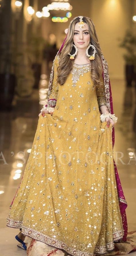 Haldi Mayoo Wedding suit - Buy Latest Pakistani Pakistani Yellow Dresses online at Master Replica Pakistan. To Buy Pakistani suits Contact us today at +923322622227 (WhatsApp / Call) Ubatna Dress Pakistani, Sanchak Dresses Brides, Pakistani Haldi Dresses, Ubtan Dress, Mayoon Bride, Pakistani Mehndi Dress, Bridal Mehndi Dresses, Dresses Pakistani, Function Dresses