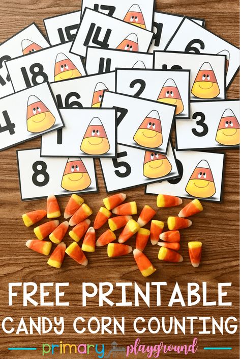 free printable candy corn counting cards Candy Corn Counting, Fall Prek, Primary Playground, Halloween Lesson Plans, Turkey Math, October Lessons, Halloween Lesson, October Activities, Halloween Kindergarten