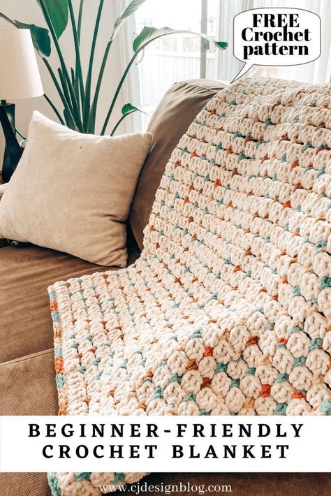 Chunky Crochet Blanket Pattern, Crochet Throw Pattern, Chunky Crochet Blanket, Crocheted Blanket, Bernat Blanket Yarn, Crochet Blanket Designs, Beginner Crochet Projects, Crochet Simple, Manta Crochet