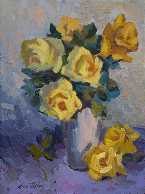 Painting Yellow Flowers, Rose Painting Acrylic, Yellow Flowers Painting, Roses Beautiful, Painting Yellow, Human Figures, Painting For Home, Roses Drawing, Oil Painting Flowers