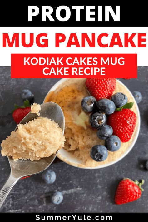 Learn to make a protein pancake in a mug! This Kodiak Cakes mug cake recipe is the ultimate easy breakfast hack for lazy weekend mornings. You’ll get tips on making a protein-packed Kodiak pancake in a mug, as well as how to make pancakes in microwave that are vegan and gluten free. You’ll love this 1 minute, 1 cup pancake recipe that’s thick yet fluffy, and perfect with a variety of pancake toppings. Kodiak Protein Mug Cake, Kodiak Mug Cake Microwave, Kodiak Cakes Microwave, Kodiak Pancake Mug Cake, Kodiak Recipes Breakfast, Diy Kodiak Muffin Cup, Kodiak Cake Mug Cake, Kodiak Mug Pancake, Kodiak Microwave Pancake