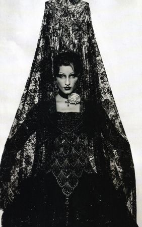 The Traditional Spanish Wedding Gown Is Black Hispanic Wedding, Worship Dress, Steven Klein, Lace Mantilla, Dior Collection, Spanish Wedding, Christian Dior Haute Couture, Victorian Goth, Dior Haute Couture