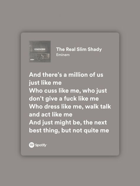 Song Posters Eminem, Song Lyrics Wallpaper Eminem, Emenim Quotes Slim Shady, Eminem Captions, Eminem Aesthetic Quotes, Eminem Quotes Lyrics Songs, Eminem Lyrics Aesthetic, Eminem Lyrics Wallpaper, The Real Slim Shady Lyrics