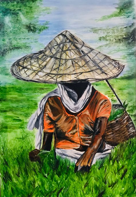 Assam Culture Drawing, Tea Garden Drawing, Assam Painting, Assam Culture Art, Oil Pastel Drawings Easy, Classroom Songs, Magazine Ideas, Indie Drawings, Oil Painting Canvas