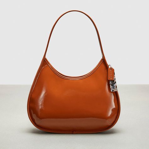 COACHTOPIA Large Ergo Bag In Crinkled Patent Leather - Burnished Amber | Editorialist Coachtopia Bags, 2024 Wishlist, Leather Scraps, March 2024, New Uses, Cherry Print, Leather Style, Large Bags, Leather Fashion