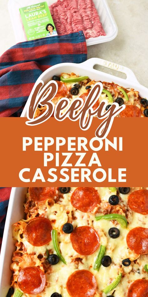 Pepperoni And Mozzarella, Pepperoni Pizza Casserole, Beef Pepperoni, Casseroles Recipes, Beef Pizza, Ground Beef Pasta, Veggie Fries, Meal Train Recipes, Pizza Casserole