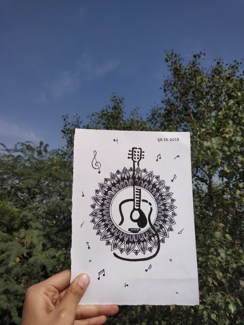 #guitar #penart #fineliner #pen #music #mandala Music Mandala Art With Quotes, Music Mandala Art Easy, Mandala Musical Art, Mandala Art Music, Guitar Mandala Drawing, Cute Mandala Art Cartoon, Music Drawings Creative, Music Mandala Art, Modern Mandala Art