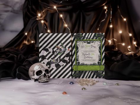 Beetle Juice Party, Beetlejuice Birthday, Beetlejuice Character, Beetlejuice Characters, Beetlejuice Party, Costume Party Invite, Juice Party, Spooky Birthday, Beetlejuice Costume