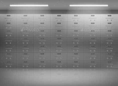 Safety Deposit Boxes in Bank Realistic Vector #AD #Boxes, #Aff, #Deposit, #Safety, #Vector