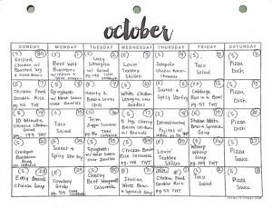 October Monthly Dinner Meal Plan Meals For A Month Menu Planning, Keto Eating Plan, November Dinner, Chicken Bacon Salad, Delicious Fall Recipes, Thm Meal Plans, Dinner Meal Plan, Camping Meal Planning, Menu Sans Gluten