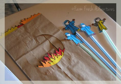 Fiery Furnace Bible Story Craft | ... the story of the fiery furnace. It's a great craft and oh, so easy The Fiery Furnace, Sunday School Projects, Fiery Furnace, Children's Church Crafts, Bible Story Crafts, Sunday School Kids, Preschool Bible, Bible School Crafts, Bible Crafts For Kids