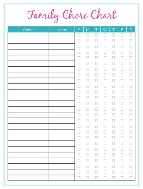 Printable Family Chore Chart Template Family Chore Charts Printable, Weekly Chore Chart Template, Chores List Ideas, Family Chore Chart Printable Free, Editable Chore Chart Free, Diy Chore Charts For Multiple Kids, Printable Chore Charts For Kids Free, Free Chore Chart Printables Templates, Chore List Template