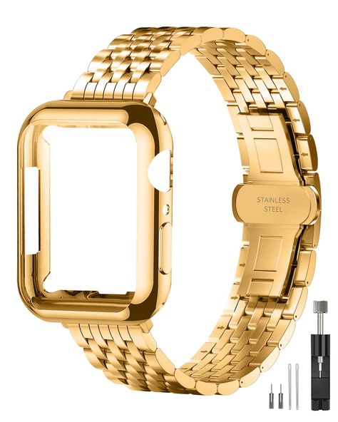 Apple Watch Bands Gold, Gold Apple Watch Band, Cute Apple Watch Bands, Rose Gold Apple Watch, Apple Band, Gold Apple Watch, Metal Watch, Gold Apple, Gold Branding