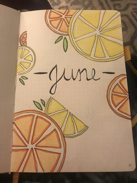 June Page Bullet Journal, Cover Page Ideas For Journal, June Book Journal, June Journal Ideas Cover, May Journal Cover Page, Journal June Ideas, Journal Ideas Design Notebooks, June Bujo Ideas, June Calander Aesthetic