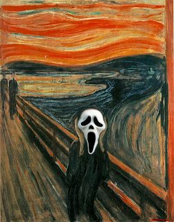 FHT: Visualizar "The Ghostface is based on The Scream painting by Edvard Munch" The Scream Painting, Ghostface Aesthetic, Munch Scream, Scream Parody, Screaming Drawing, Scream Painting, Colorized History, Helloween Wallpaper, Horror Artwork