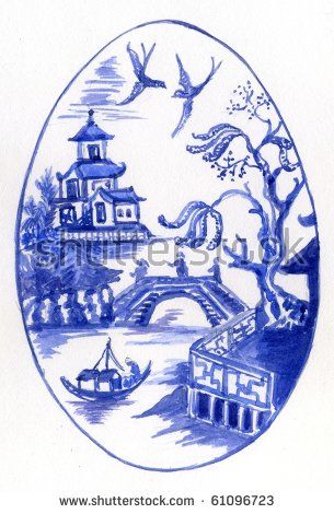 Traditional Blue and White Willow Pattern Design in an Oval Shape Blue Pottery Designs, Blue Willow China Pattern, Blue Stuff, Blue Willow China, Chinoiserie Art, Chinoiserie Decorating, White Willow, Blue White Decor, Chinese Design