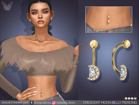 The Sims Resource - Crescent Moon Belly Ring (left brow ring category) Chokers For Kids, Sims 4 Piercings, The Sims 4 Skin, Sims 4 Studio, Tumblr Sims 4, Flower Choker, Belly Piercing, Cc Sims, Sims Community