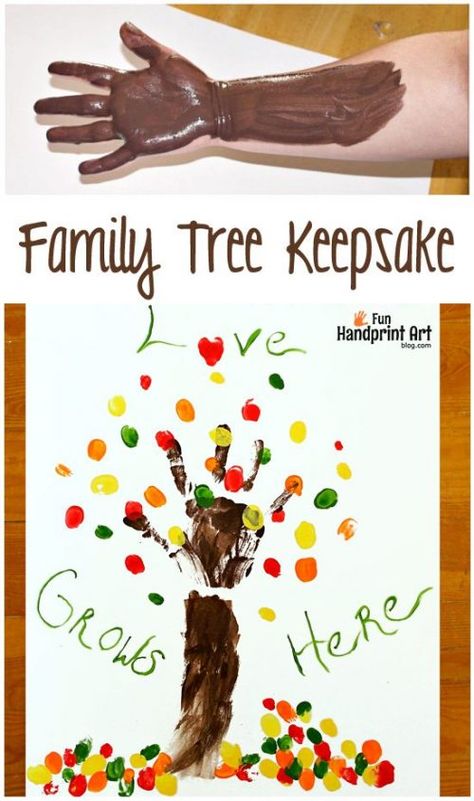 Tree Handprint, Høstaktiviteter For Barn, Hand Print Tree, Fall Crafts For Toddlers, Handprint Keepsake, Fingerprint Tree, Thanksgiving Crafts For Kids, Family Theme, Handprint Crafts